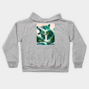 Landscape With Wolf Illustration Kids Hoodie